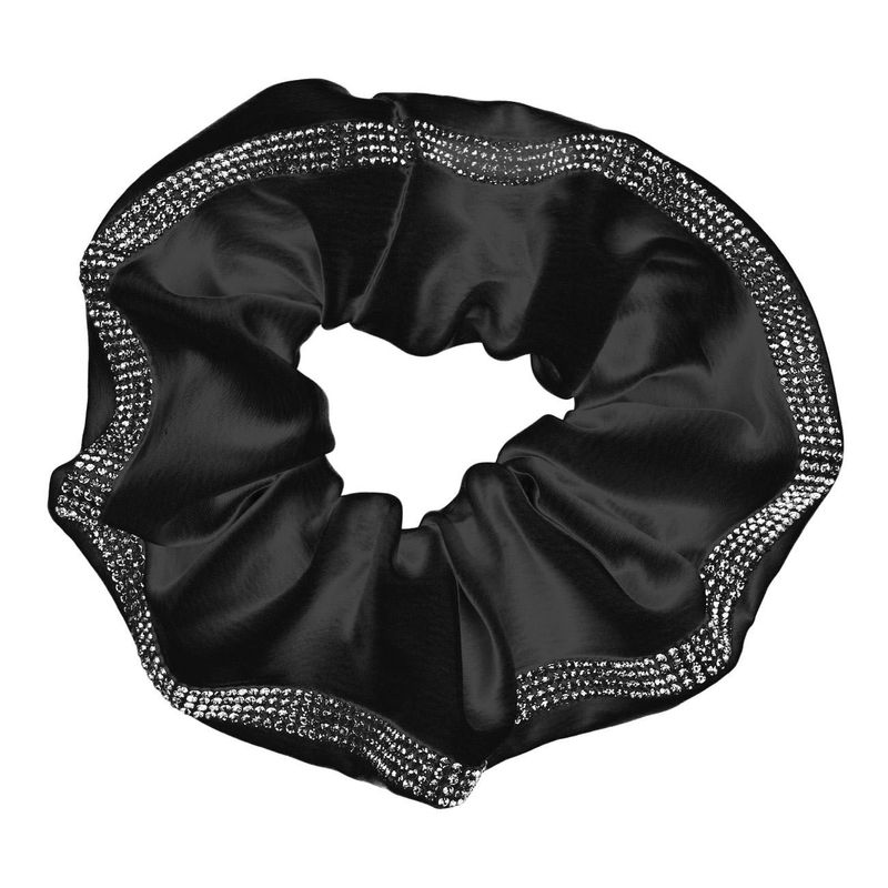 Fashion, accesorii si bijuterii - Femei - Accesorii femei - Accesorii pentru par femei - Elastic de par textil satinat, Negru, cu Strass - Infinity.ro