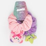 Fashion, accesorii si bijuterii - Femei - Accesorii femei - Accesorii pentru par femei - Elastice de par catifelate cu aplicatii 3D ursulet si stea, set 2 buc, roz si lila - Infinity.ro