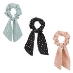 Fashion, accesorii si bijuterii - Femei - Accesorii femei - Accesorii pentru par femei - Elastice de par cu buline, Set 3 buc, Multicolor, cu funda - Infinity.ro