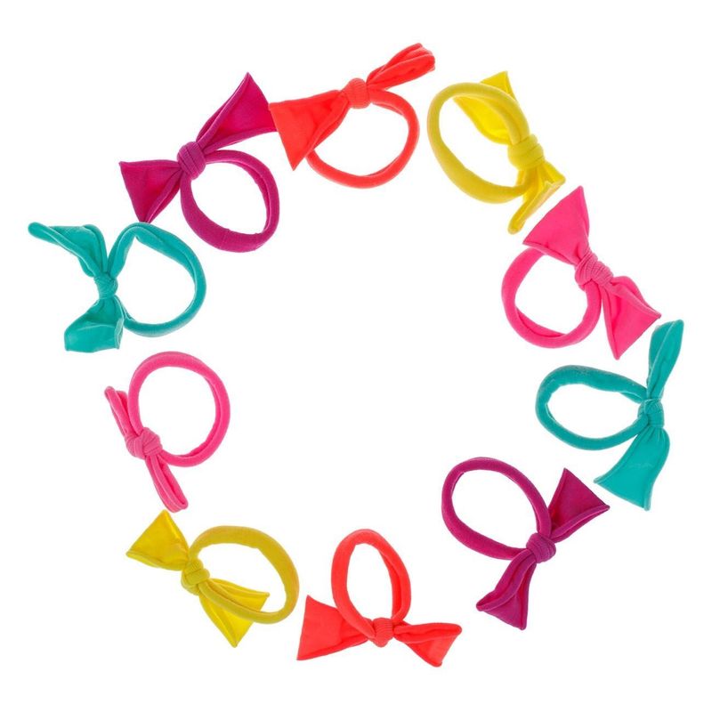 Fashion, accesorii si bijuterii - Femei - Accesorii femei - Accesorii pentru par femei - Elastice de par cu fundite, Set 10 buc, Multicolor Fluorescent - Infinity.ro