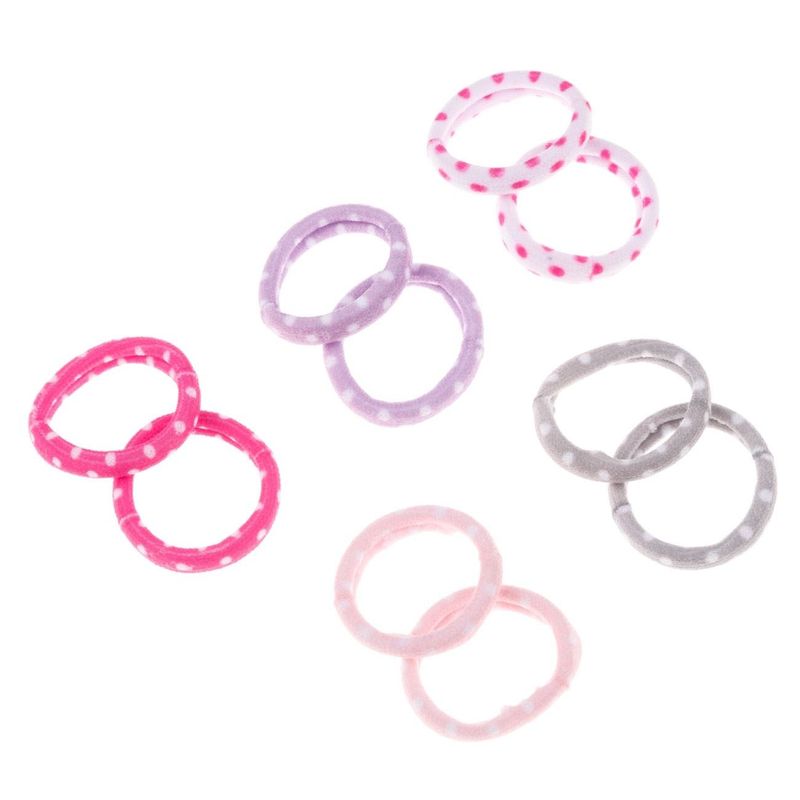 Fashion, accesorii si bijuterii - Femei - Accesorii femei - Accesorii pentru par femei - Elastice de par cu buline, Set 10 buc, Culori pastel - Infinity.ro