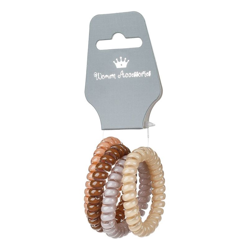 Fashion, accesorii si bijuterii - Femei - Accesorii femei - Accesorii pentru par femei - Elastice de par din plastic, Set 4 buc, Maro, Ecru, Lila - Infinity.ro