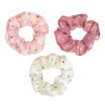 Fashion, accesorii si bijuterii - Femei - Accesorii femei - Accesorii pentru par femei - Elastice de par din organza cu stele, Set 3 buc, Roz, Ecru si Maro - Infinity.ro