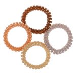 Fashion, accesorii si bijuterii - Femei - Accesorii femei - Accesorii pentru par femei - Elastice de par din plastic, Set 4 buc, Maro, Ecru, Lila - Infinity.ro
