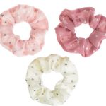 Fashion, accesorii si bijuterii - Femei - Accesorii femei - Accesorii pentru par femei - Elastice de par din organza cu stele, Set 3 buc, Roz, Ecru si Maro - Infinity.ro