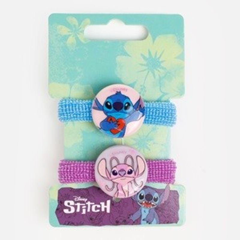 Fashion, accesorii si bijuterii - Femei - Accesorii femei - Accesorii pentru par femei - Elastice de par frotte cu glitter si element Stitch, 2 buc, Multicolor - Infinity.ro