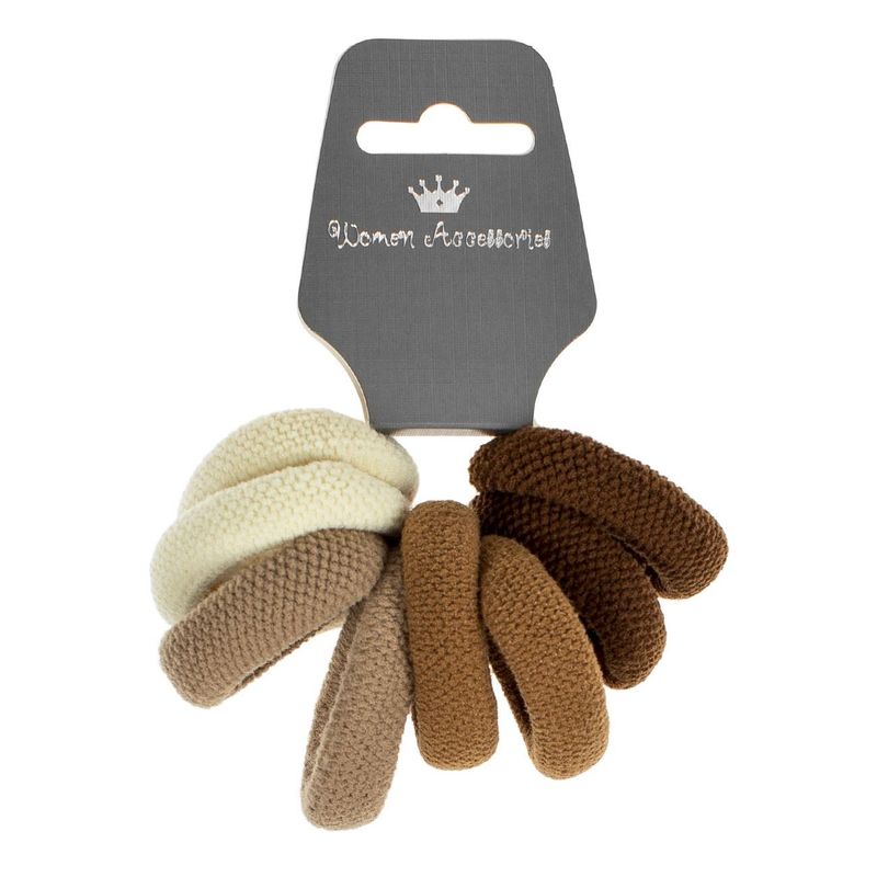 Fashion, accesorii si bijuterii - Femei - Accesorii femei - Accesorii pentru par femei - Elastice de par frotte groase, Set 8 buc, Maro Bej Ecru - Infinity.ro