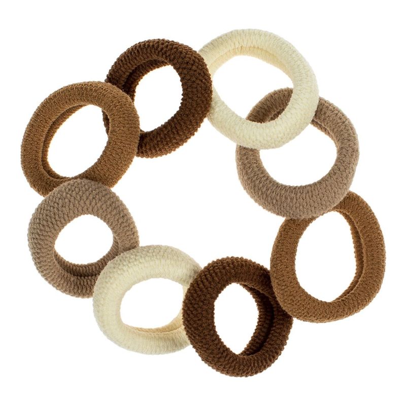 Fashion, accesorii si bijuterii - Femei - Accesorii femei - Accesorii pentru par femei - Elastice de par frotte groase, Set 8 buc, Maro Bej Ecru - Infinity.ro