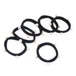 Fashion, accesorii si bijuterii - Femei - Accesorii femei - Accesorii pentru par femei - Elastice de par frotte cu margele albe, Set 6 bucati, Negru - Infinity.ro