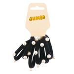Fashion, accesorii si bijuterii - Femei - Accesorii femei - Accesorii pentru par femei - Elastice de par frotte cu margele albe, Set 6 bucati, Negru - Infinity.ro