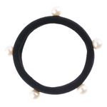 Fashion, accesorii si bijuterii - Femei - Accesorii femei - Accesorii pentru par femei - Elastice de par frotte cu margele albe, Set 6 bucati, Negru - Infinity.ro