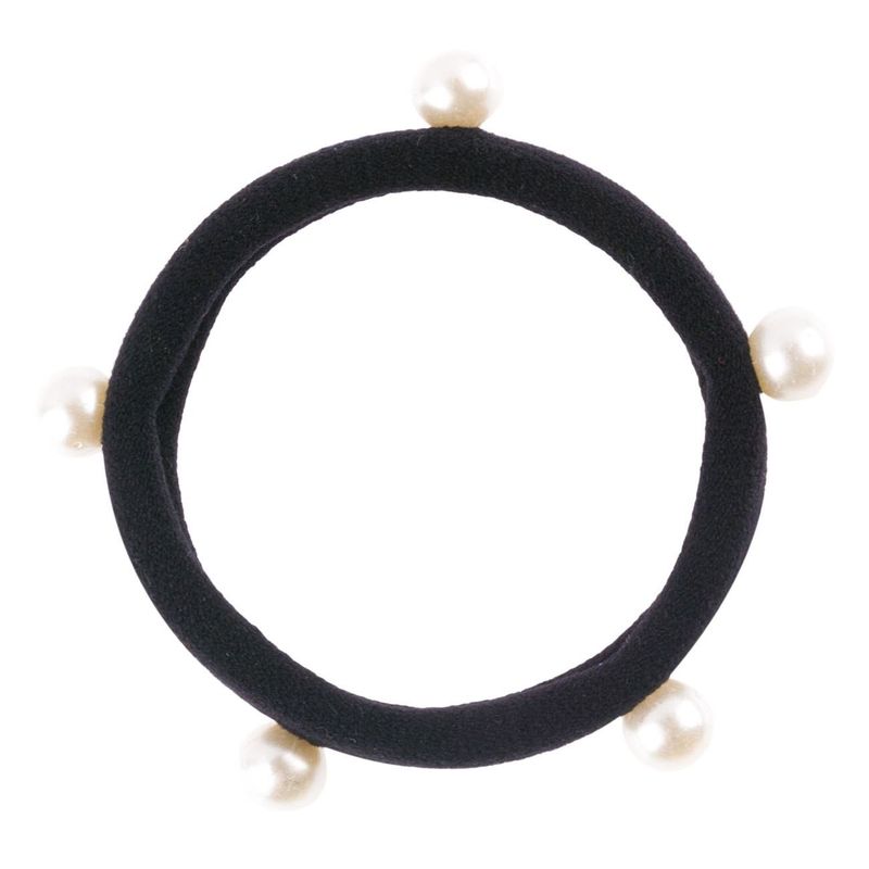Fashion, accesorii si bijuterii - Femei - Accesorii femei - Accesorii pentru par femei - Elastice de par frotte cu margele albe, Set 6 bucati, Negru - Infinity.ro