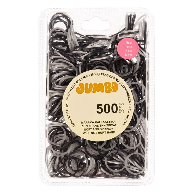 Fashion, accesorii si bijuterii - Femei - Accesorii femei - Accesorii pentru par femei - Elastice pentru par subtiri, Set 500 buc, Negru si Gri, 1.5 cm - Infinity.ro