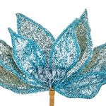 Casa si Gradina - Decoratiuni - Decoratiuni de sezon - Floare decorativa de Craciun cu clips si glitter, bleu, 26 cm - Infinity.ro