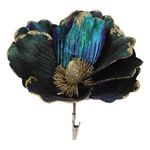 Casa si Gradina - Decoratiuni - Decoratiuni de sezon - Floare decorativa de Craciun cu clips, Albastra si Verde cu sclipici auriu, 20 cm - Infinity.ro