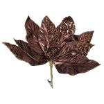 Casa si Gradina - Decoratiuni - Decoratiuni de sezon - Floare decorativa de Craciun cu clips, bronz metalizat cu glitter, 26 cm - Infinity.ro