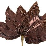 Casa si Gradina - Decoratiuni - Decoratiuni de sezon - Floare decorativa de Craciun cu clips, bronz metalizat cu glitter, 26 cm - Infinity.ro