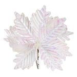 Casa si Gradina - Decoratiuni - Decoratiuni de sezon - Floare decorativa de Craciun, Alba Irizata, cu Clips, 23 cm - Infinity.ro