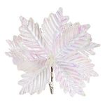 Casa si Gradina - Decoratiuni - Decoratiuni de sezon - Floare decorativa de Craciun, Alba Irizata, cu Clips, 23 cm - Infinity.ro