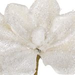 Casa si Gradina - Decoratiuni - Decoratiuni de sezon - Floare decorativa de Craciun, alba, cu margele transparente si glitter, clips, 20 cm - Infinity.ro