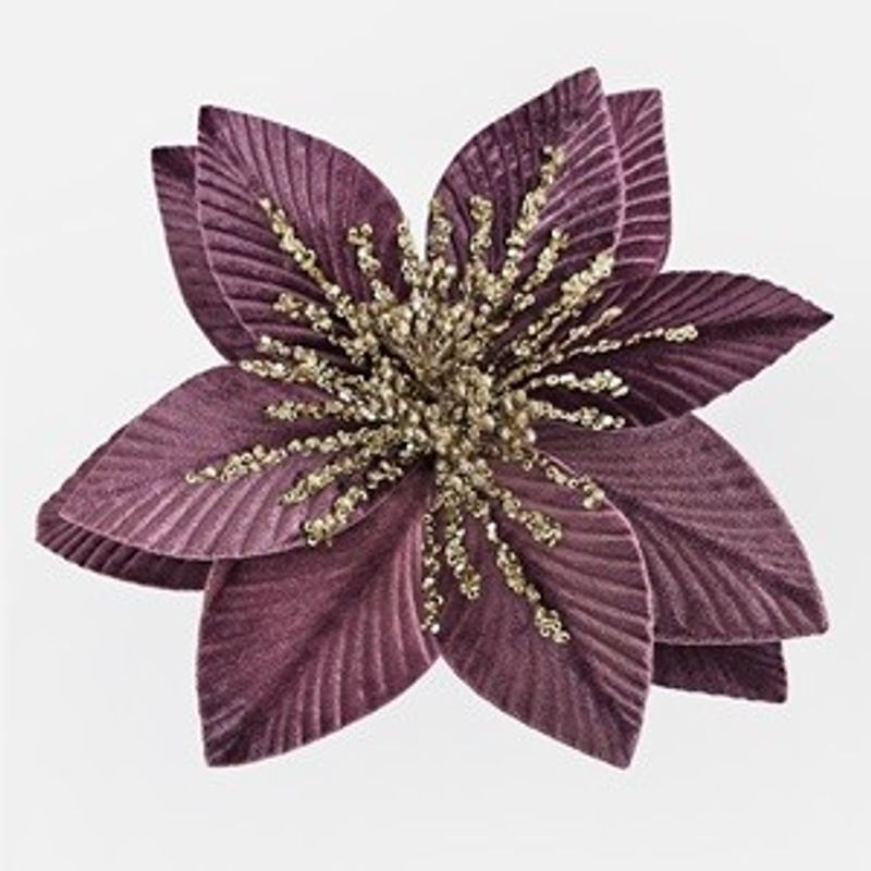 Casa si Gradina - Decoratiuni - Decoratiuni de sezon - Floare decorativa de Craciun, mov, 26 cm - Infinity.ro