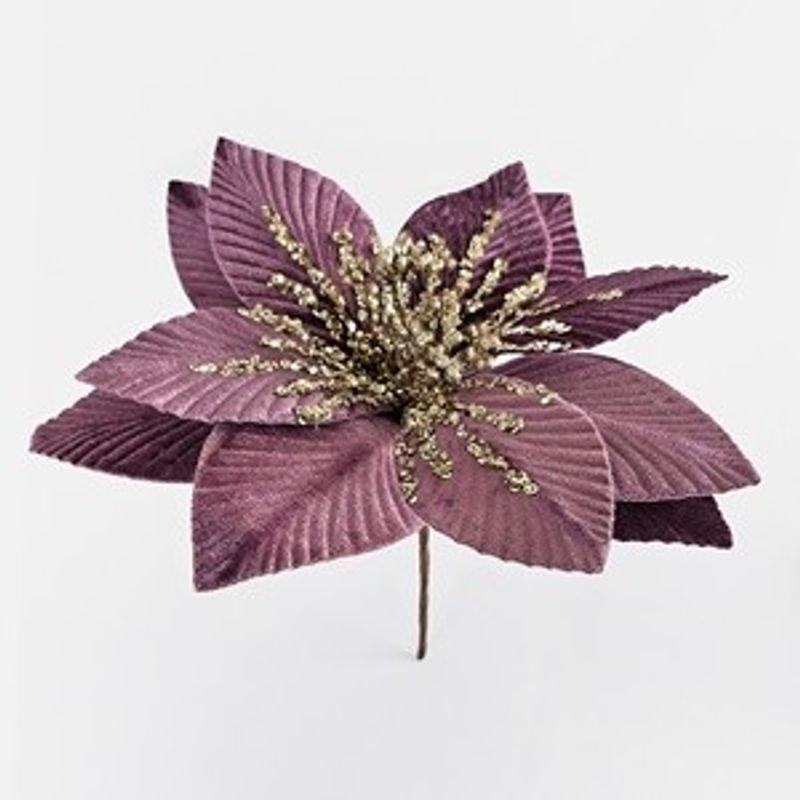 Casa si Gradina - Decoratiuni - Decoratiuni de sezon - Floare decorativa de Craciun, mov, 26 cm - Infinity.ro