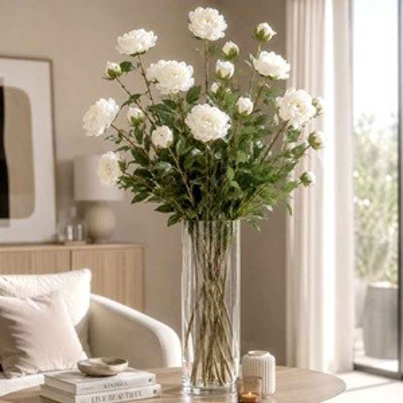 Casa si Gradina - Decoratiuni - Obiecte decorative - Plante artificiale - Floare Artificiala Bujor Alb 94cm - Infinity.ro