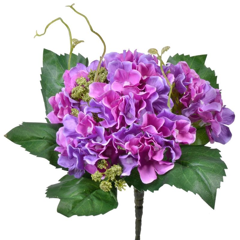 Casa si Gradina - Decoratiuni - Obiecte decorative - Plante artificiale - Floare artificiala hortensie, buchet, lila, 22 cm - Infinity.ro