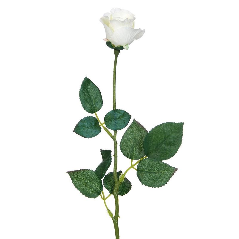 Casa si Gradina - Decoratiuni - Obiecte decorative - Plante artificiale - Floare Artificiala Boboc de Trandafir Alb 61cm - Infinity.ro