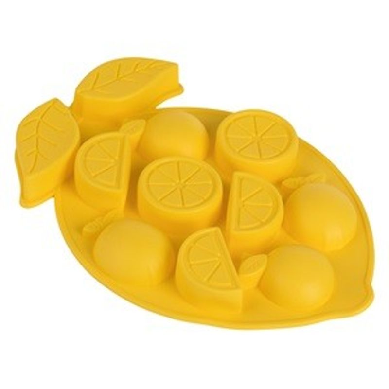 Casa si Gradina - Bucatarie si vesela - Accesorii bar - Forme cuburi de gheata - Forma din Silicon Galben cu Model Lamai pentru 9 Cuburi de Gheata 17x24x2cm - Infinity.ro