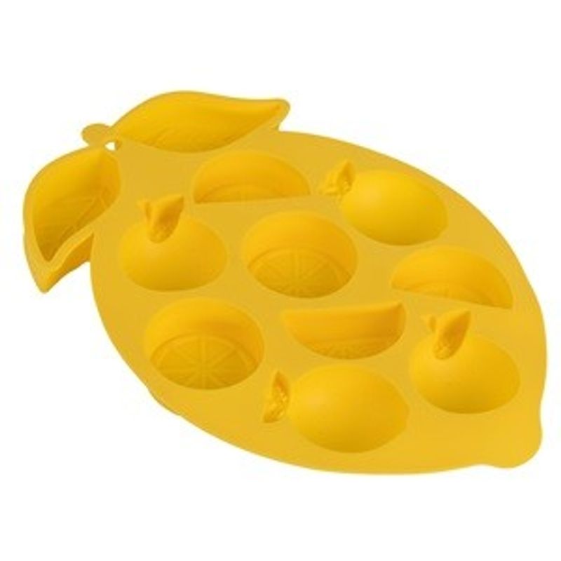 Casa si Gradina - Bucatarie si vesela - Accesorii bar - Forme cuburi de gheata - Forma din Silicon Galben cu Model Lamai pentru 9 Cuburi de Gheata 17x24x2cm - Infinity.ro