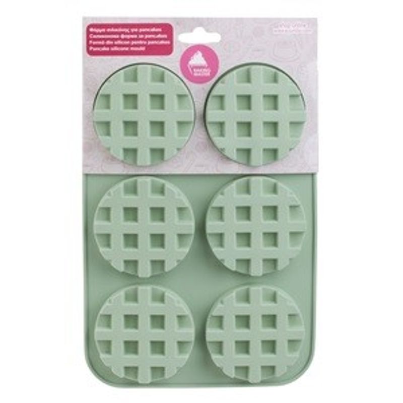 Casa si Gradina - Bucatarie si vesela - Ustensile bucatarie - Forme prajituri - Forma de copt din silicon pentru clatite, 6 spatii, 18x25 cm, verde - Infinity.ro