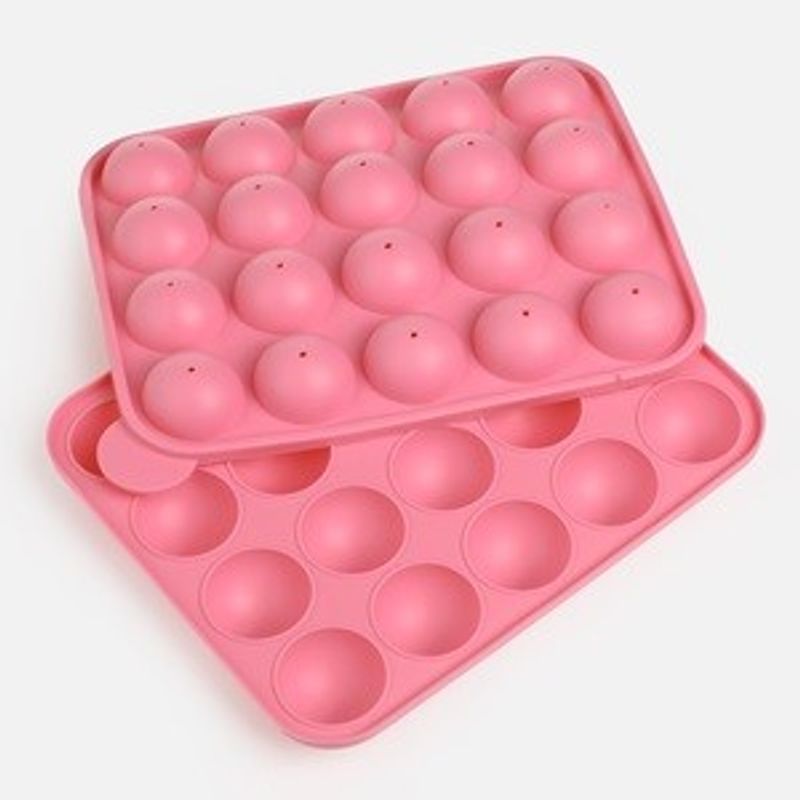 Casa si Gradina - Bucatarie si vesela - Ustensile bucatarie - Forme prajituri - Forma din silicon pentru cake pop, 20 de compartimente, 22x4x19cm, roz - Infinity.ro