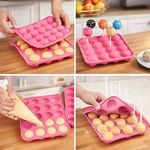 Casa si Gradina - Bucatarie si vesela - Ustensile bucatarie - Forme prajituri - Forma din silicon pentru cake pop, 20 de compartimente, 22x4x19cm, roz - Infinity.ro