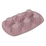 Casa si Gradina - Bucatarie si vesela - Ustensile bucatarie - Forme prajituri - Forma de silicon pentru briose, 6 cavitati, 29.5x20.5x3.5cm, Roz - Infinity.ro