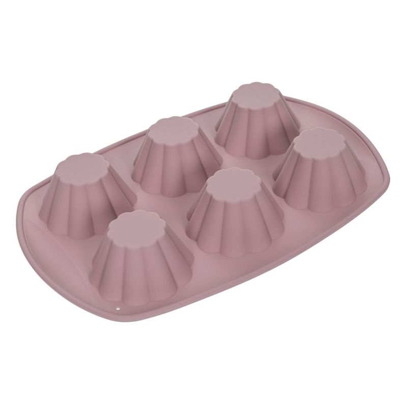 Casa si Gradina - Bucatarie si vesela - Ustensile bucatarie - Forme prajituri - Forma de silicon pentru briose, 6 cavitati, 29.5x20.5x3.5cm, Roz - Infinity.ro