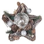Casa si Gradina - Decoratiuni - Decoratiuni de sezon - Suport Decorativ Stea Craciun din Lemn cu Globuri Argintii - Infinity.ro