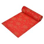 Casa si Gradina - Decoratiuni - Decoratiuni de sezon - Tesatura Decorativa Craciun Rosie cu Fulgi Aurii Glitter Poliester 5m x 24cm - Infinity.ro