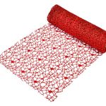 Casa si Gradina - Decoratiuni - Decoratiuni de sezon - Tesatura Decorativa de Craciun Plasa Rosie Glitter 5m x 24cm - Infinity.ro