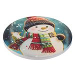 Casa si Gradina - Bucatarie si vesela - Accesorii bar - Suporturi bauturi - Suport pahar rotund de Craciun din ceramica, Om de zapada, 10.8 cm - Infinity.ro