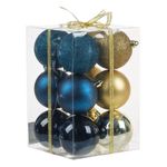 Casa si Gradina - Decoratiuni - Decoratiuni de sezon - Set Globuri de Craciun Aurii Albastre cu Glitter Mat Stralucitoare - Infinity.ro