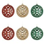 Casa si Gradina - Decoratiuni - Decoratiuni de sezon - Set Globuri de Craciun Perforate Aurii Rosii Verzi - Infinity.ro