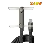 Laptop, Telefoane si Tablete - Telefoane mobile si accesorii - Accesorii Telefoane - Cabluri si adaptoare telefoane - Cablu Type-C la Type-C 240W 5A 1.5m Fast Charging Nylon Braided cu Suport Telefon Gaming ABYZ - Infinity.ro