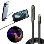 Laptop, Telefoane si Tablete - Telefoane mobile si accesorii - Accesorii Telefoane - Cabluri si adaptoare telefoane - Cablu Type-C la Type-C 240W 5A 1.5m Fast Charging Nylon Braided cu Suport Telefon Gaming ABYZ - Infinity.ro