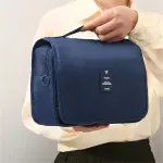 Ingrijire personala si Cosmetice - Machiaj - Portfarduri si genti cosmetice - Geanta cosmetice de calatorie ABYZ pliabila cu agatatoare impermeabila compartimente multiple Albastru 24x19cm - Infinity.ro