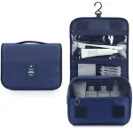 Ingrijire personala si Cosmetice - Machiaj - Portfarduri si genti cosmetice - Geanta cosmetice de calatorie ABYZ pliabila cu agatatoare impermeabila compartimente multiple Albastru 24x19cm - Infinity.ro