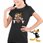 Fashion, accesorii si bijuterii - Copii - Imbracaminte copii - Tricouri copii - Tricou Copii Fete Daffy Duck Looney Tunes, negru, marime S Copii - Infinity.ro