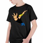 Fashion, accesorii si bijuterii - Copii - Imbracaminte copii - Tricouri copii - Tricou Copii Baieti Johnny Bravo Desene Cartoon Network, negru, marime M Copii - Infinity.ro