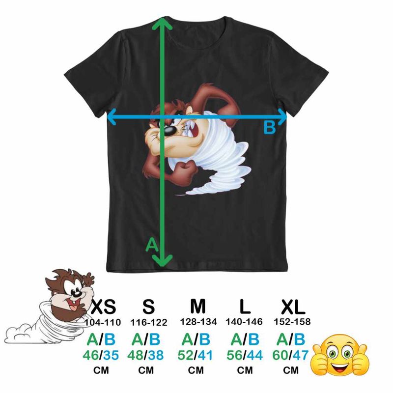 Fashion, accesorii si bijuterii - Copii - Imbracaminte copii - Tricouri copii - Tricou Copii Baieti Taz Tornada Diavol Tasmanian, negru, marime M Copii - Infinity.ro