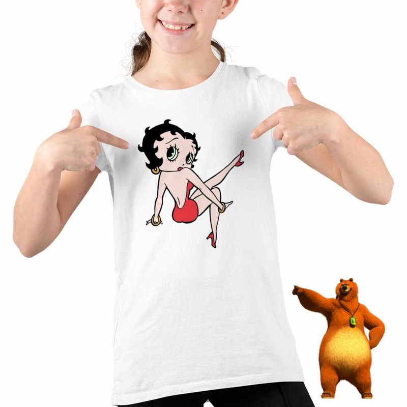 Fashion, accesorii si bijuterii - Copii - Imbracaminte copii - Tricouri copii - Tricou Copii Fete Betty Boop Desene Animate Cartoon, alb, marime XS Copii - Infinity.ro